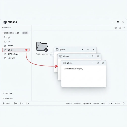 آسیب‌پذیری بحرانی در Cursor اجرای خودکار کد مخرب را از طریق مخازن Git در ویندوز ممکن می‌کند