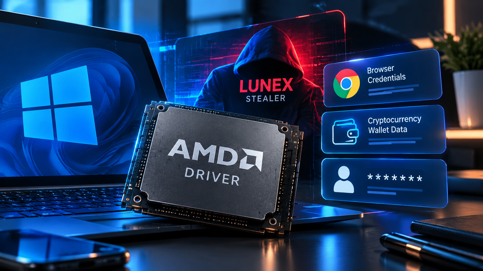 بدافزار Lunex با سوءاستفاده از درایور AMD، ابزارهای امنیتی را غیرفعال و اطلاعات مرورگرها را سرقت میکند